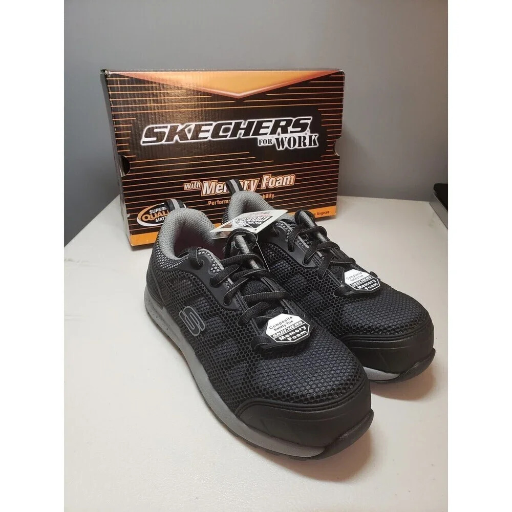 Skechers Womens Bulklin-Lyndale Black Safety Shoes Size 6.5